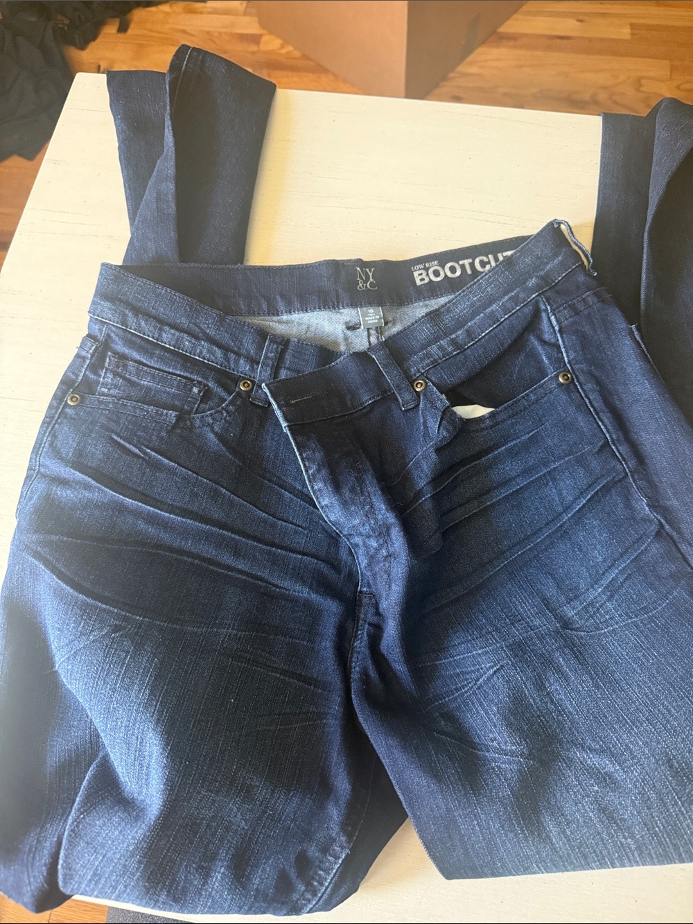 New York & Company Women's Dark Blue Bootcut Jeans 10 tall